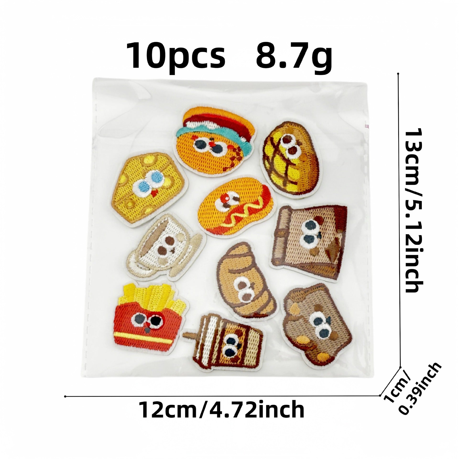 Wholesale Fashion Cartoon Food Embroidered Cloth Patches Cute Milk Tea Bread Design Sew On Decorative Clothing Accessory
