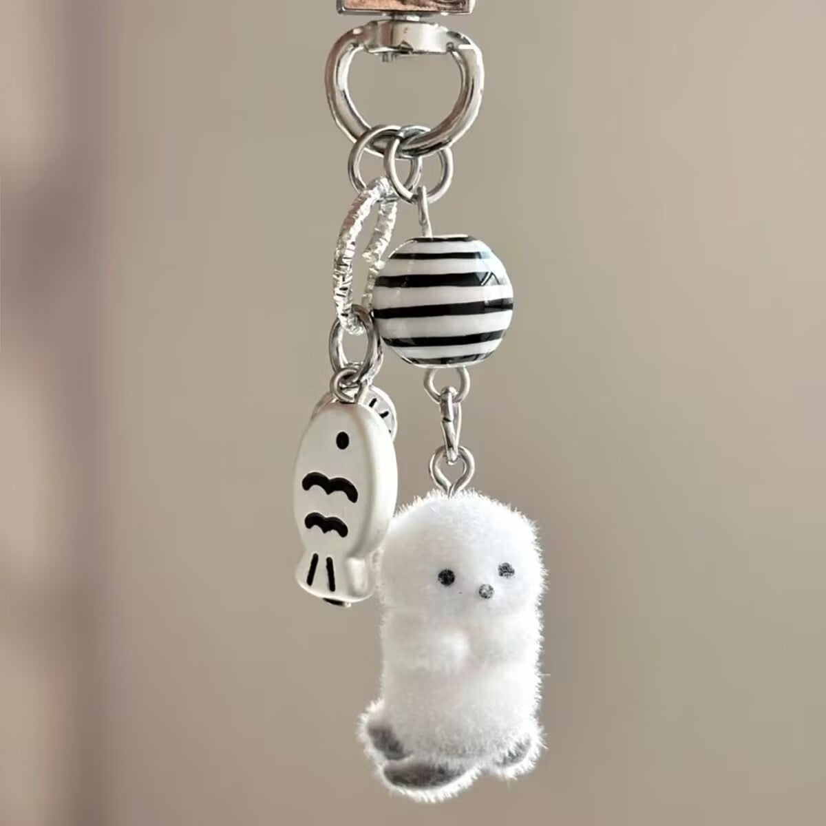 Wholesale Cartoon Flocked Puppy Phone Pendant Keychain