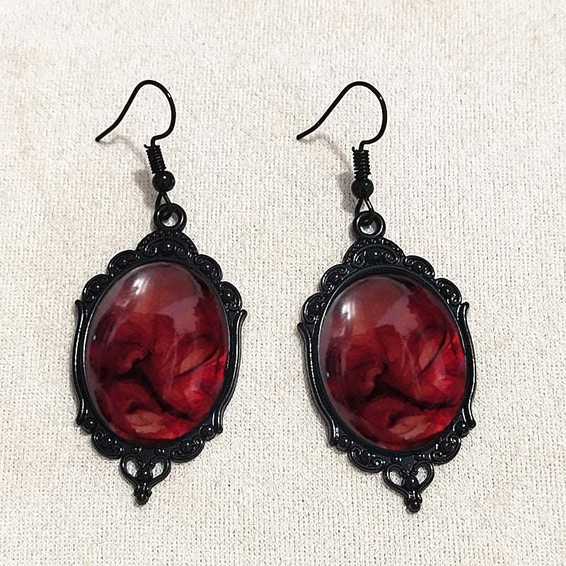 Wholesale Vintage Gothic Bat  Flower Halloween Pendant Earrings