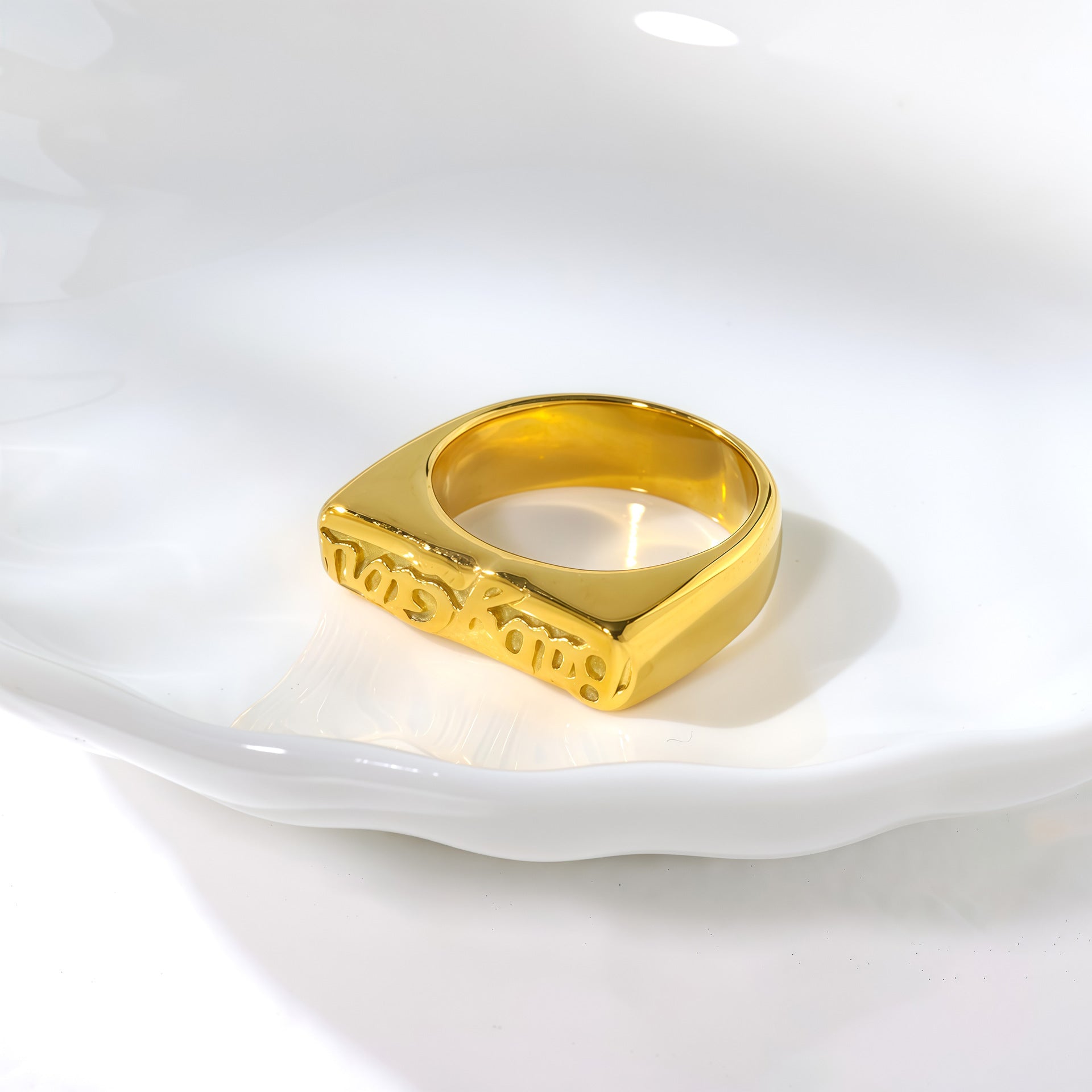 Wholesale Gold silver English letter stainless steel ring