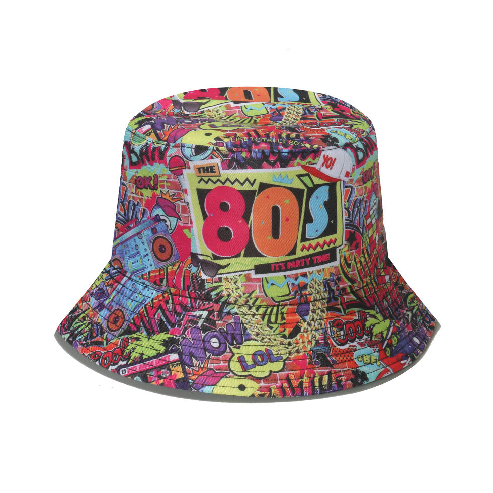 Wholesale Bucket Hat Retro Disco Party Pot Hat Graffiti Bucket Hat