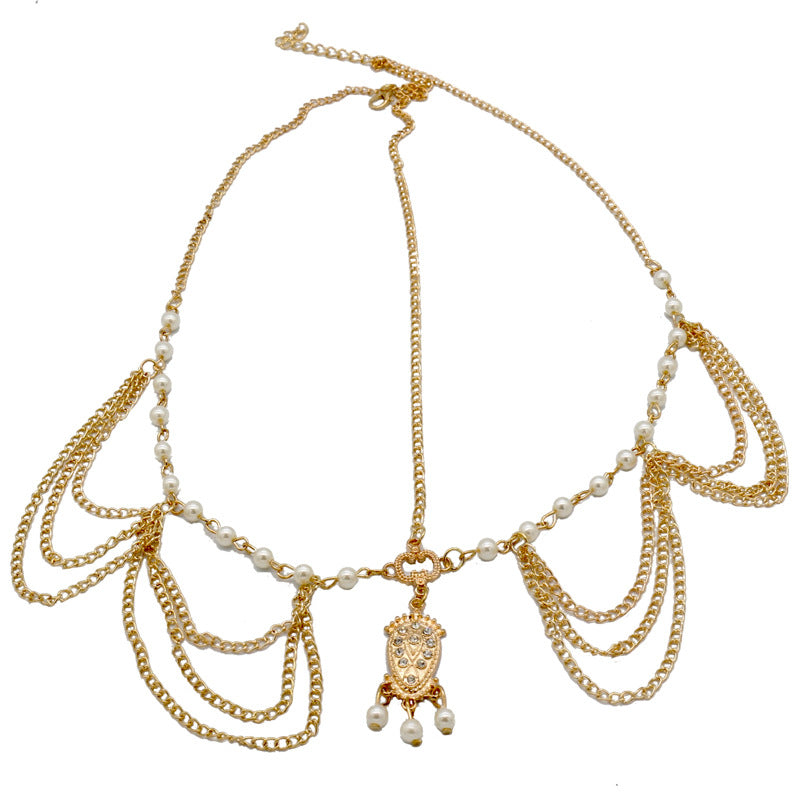 Wholesale Vintage Pearl Tassel Elegant Hair Band Hair Accessory Head Chain Fashionable Bands For Women