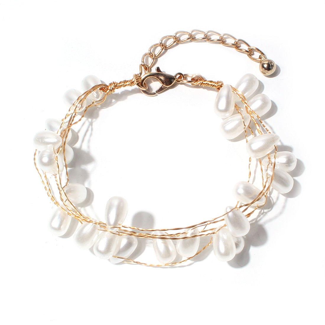 Wholesale simple retro pearl multi-layer temperament sweet wind gold bracelet
