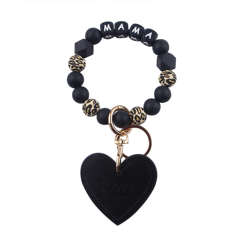Wholesale Mother's Day Love Leather Silicone Beaded Keychains