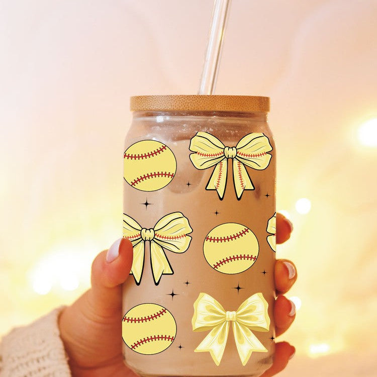 Wholesale Colorful rugby ball  16oz Cup UV DTF Wraps