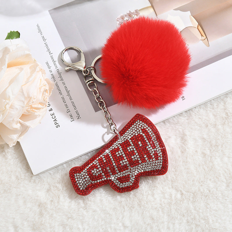 Wholesale Rhinestone-embellished Letter  PatternPom Pom  Keychain
