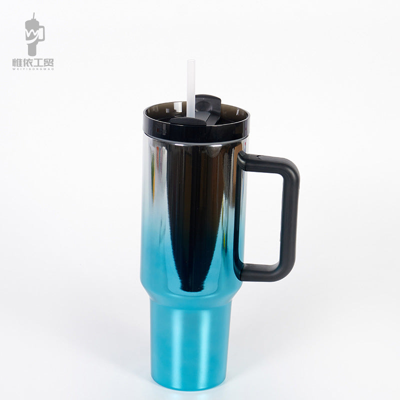 Wholesale Tumbler 40ozUV Electroplated Stainless Steel Straw Handle Ice Cup