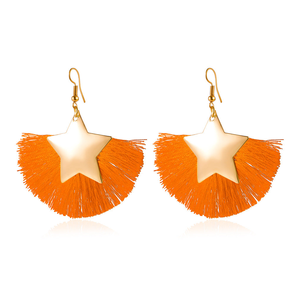 Wholesale Fan Tassel Star Geometric Vintage Earrings