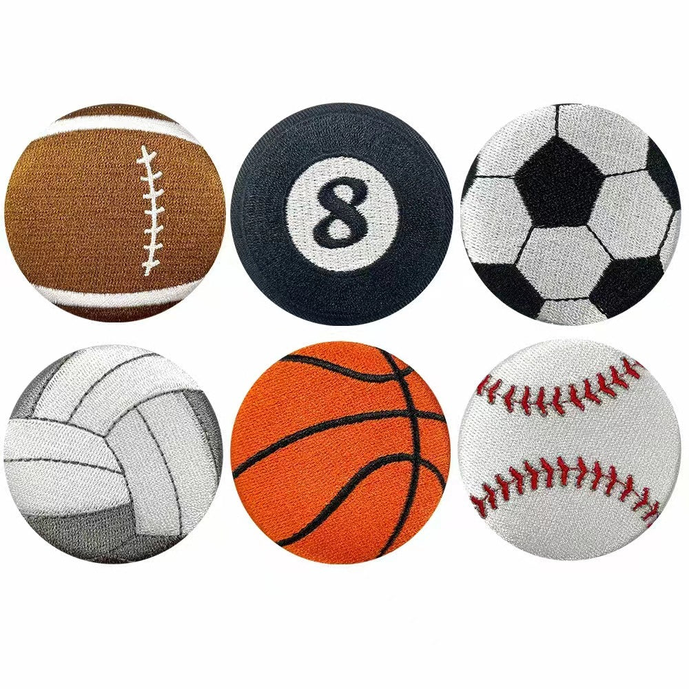 Wholesale 6 Styles Sports Ball Embroidered Tinplate Brooch Pins Fan Favorite Design For Shoes Hats Bags Jewelry Accessory