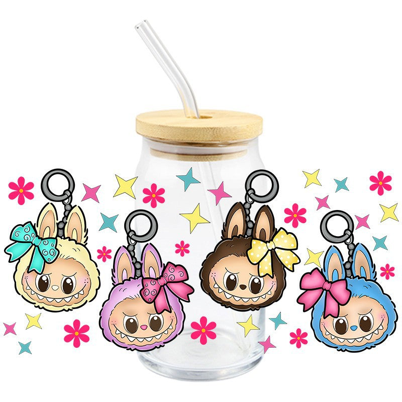 Wholesale 5pcs Colorful cute cartoon 16oz Cup UV DTF Wraps