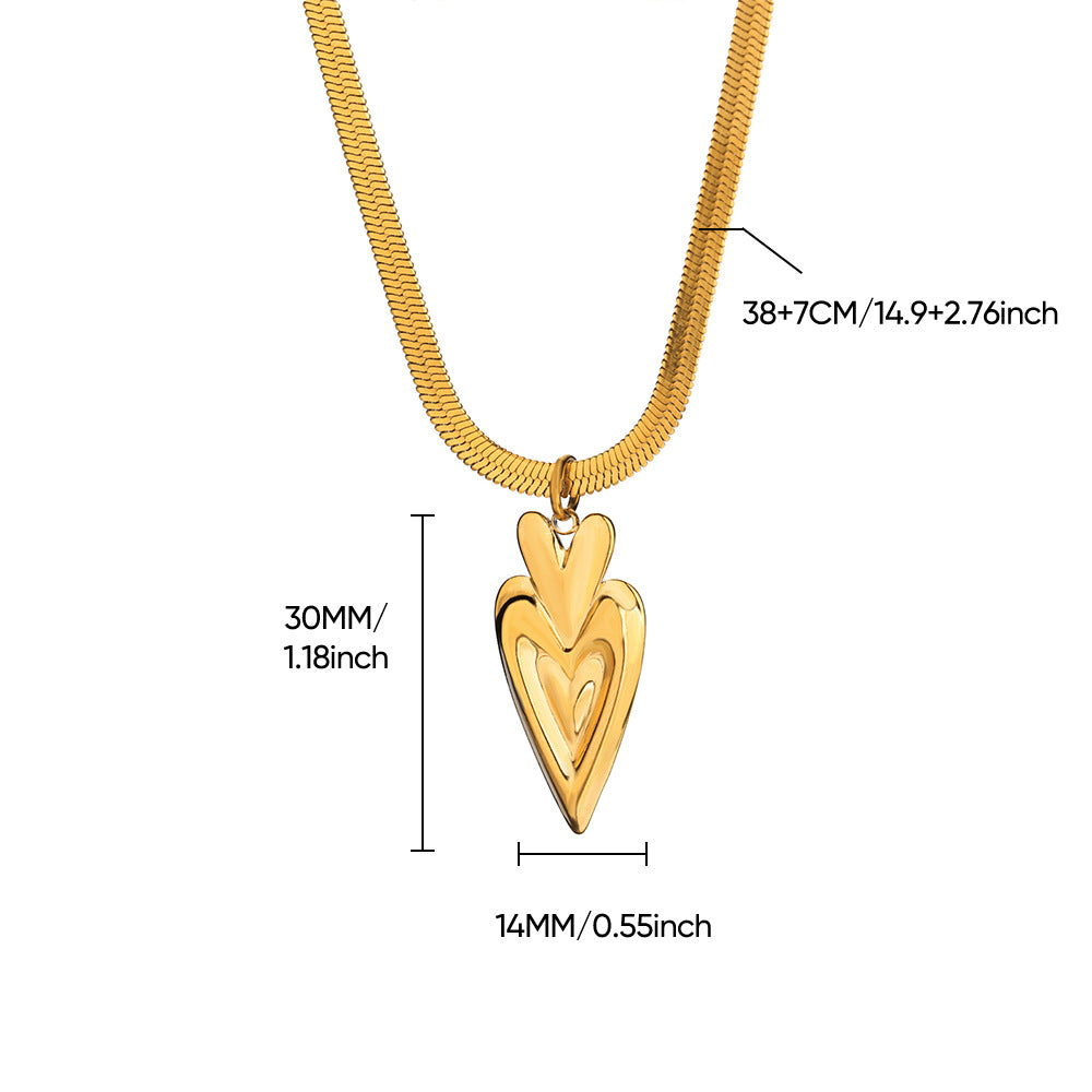 Wholesale  Heart Pendant Double-Layer Stainless Steel Necklace