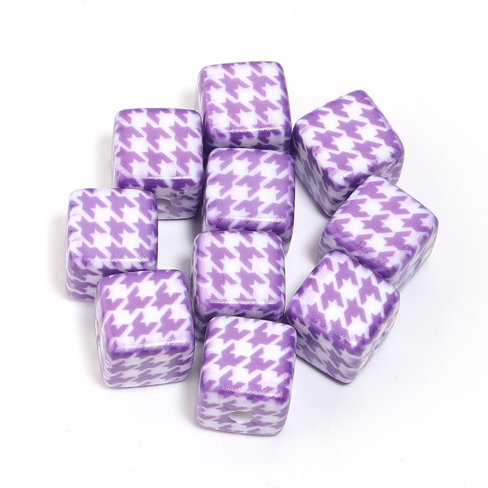Wholesale 10pcs Printed Square Starry Sky Acrylic Beads