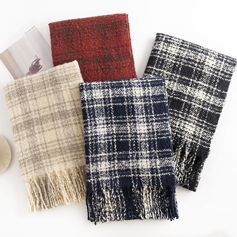 Wholesale Autumn and Winter Square Plaid Polyester Scarf