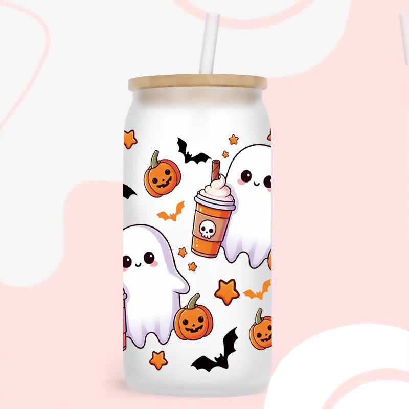 Wholesale Pumpkin Ghost Halloween 16oz Cup UV DTF Wraps