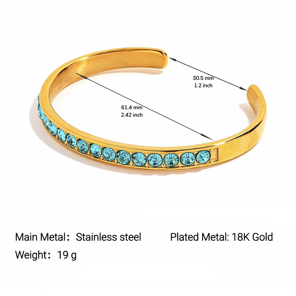 Wholesale Stainless steel finely polished vacuum-plated 18k gold diamond-studded bracelet