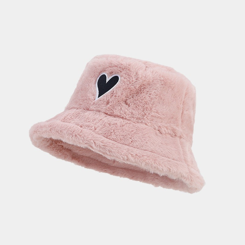 Wholesale Love Patch Bucket Hat Plush Hat