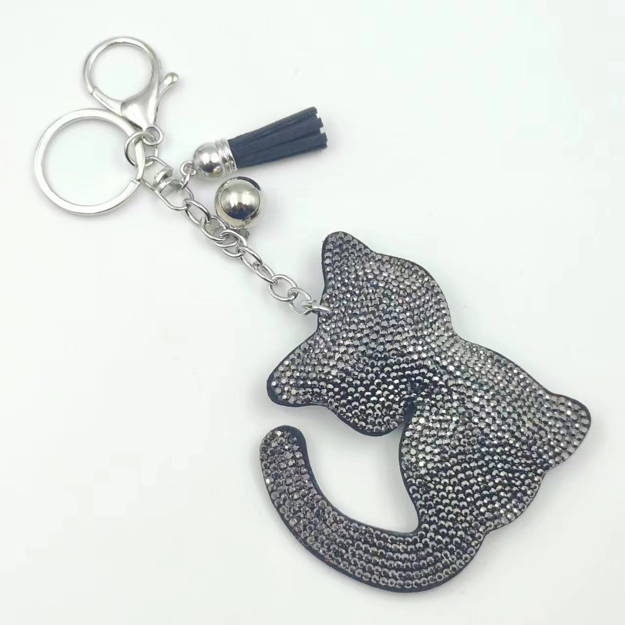 Wholesale  Velvet Diamond Loving Cat Cute Keychain Tassel Small Gift Creative Keychain