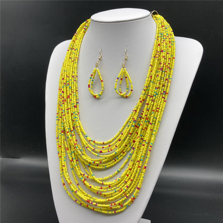 Wholesale Ethnic Style Long Acrylic Beads Earrings Necklace