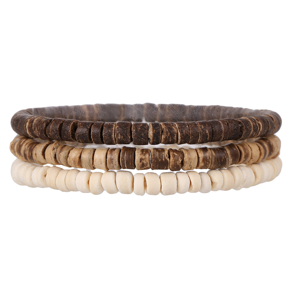 Wholesale New Coconut Shell Wood Chip Multilayer Bracelet Set