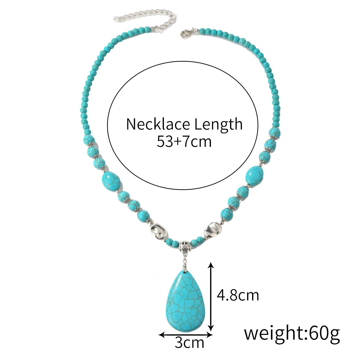 Wholesale Bohemian Ethnic Turquoise long necklace