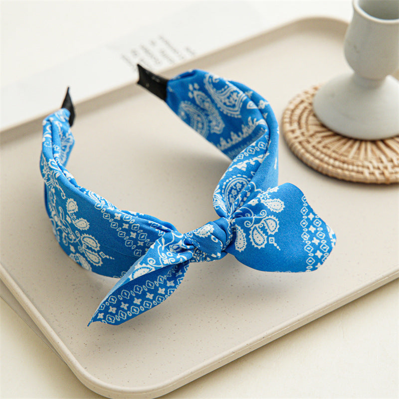 Wholesale Hairband Winter Cashew Flower Rabbit Ears Wide Headband