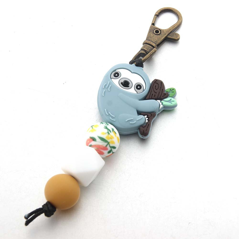 Wholesale Cow Tooth Hat Letter Silicone Bead Keychain