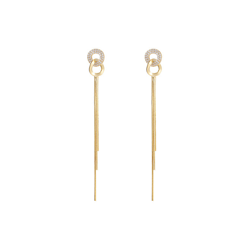 Wholesale Long Vintage Gold Tassel Triangle Clip Earrings