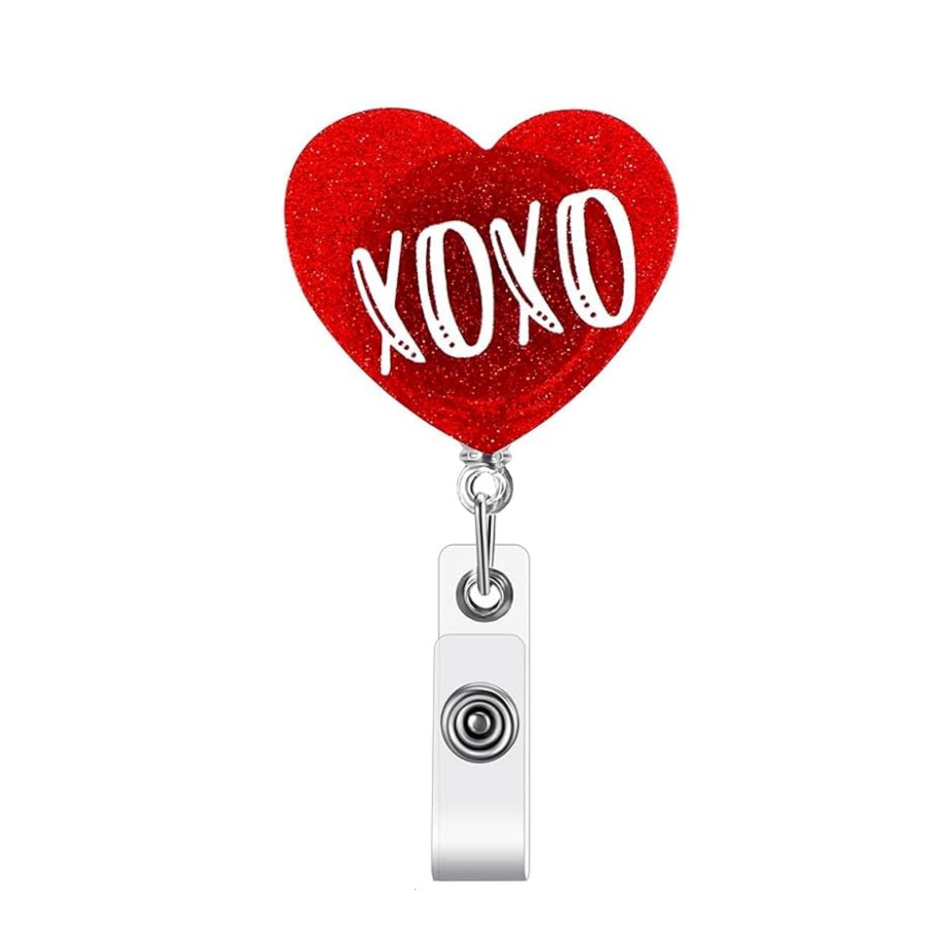 Wholesale romantic heart-shaped acrylic retractable  Badge Reels