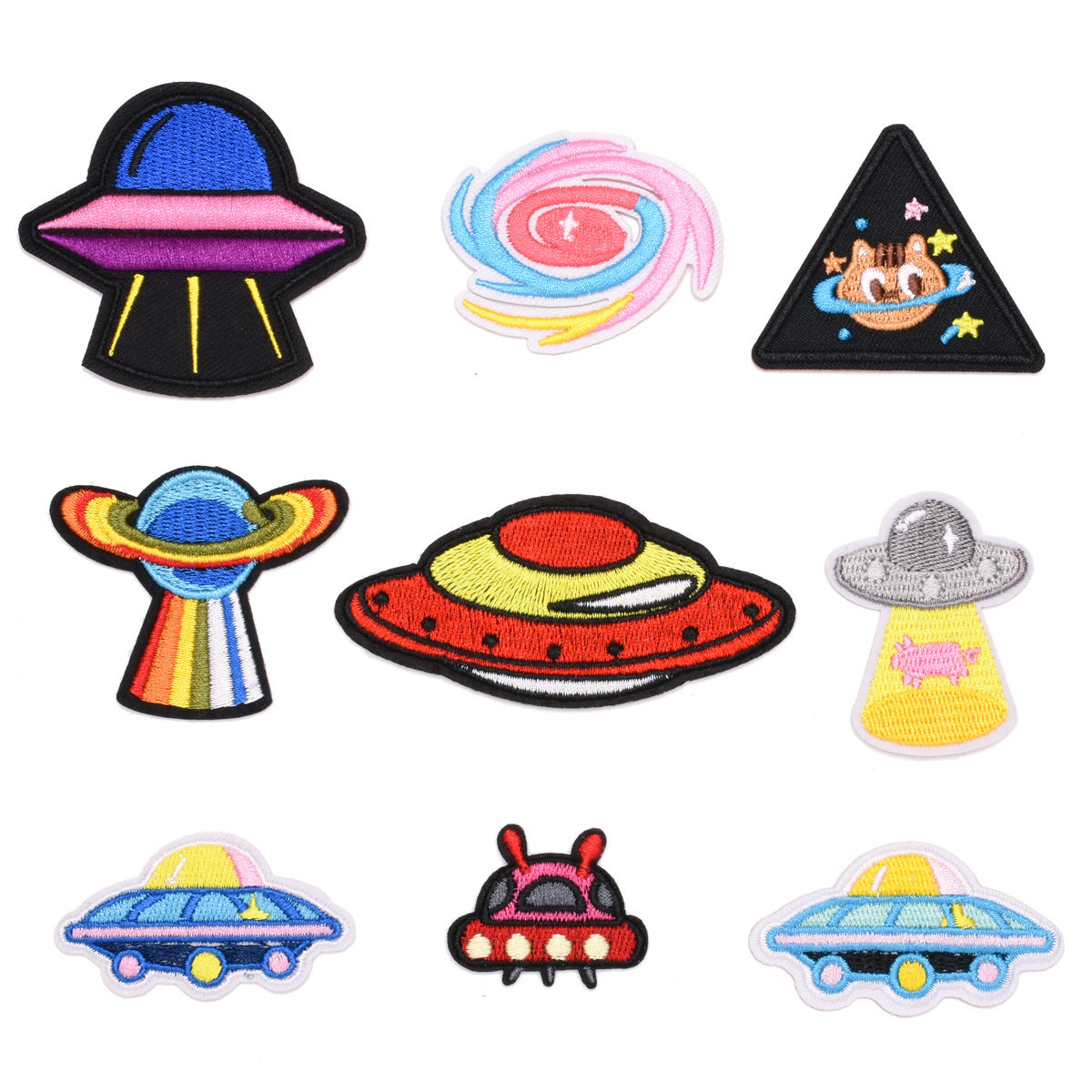 Wholesale Space Astronaut Rocket Embroidered Appliques 13Pcs Adhesive Cloth Patches For Clothing Decoration