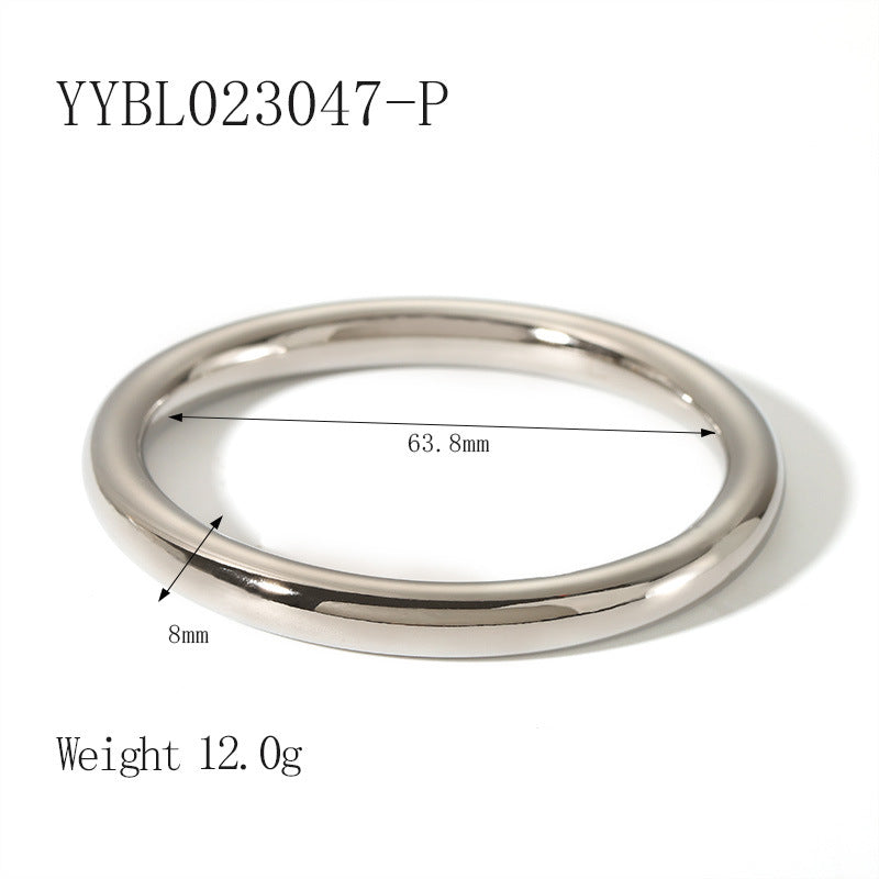 Wholesale Simple and Fashionable Ancient Plain Ring 18K Gold-plated Non-fading Versatile Stainless Steel Hollow Bracelet