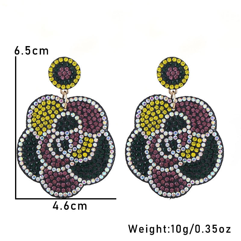 Wholesale Music Carnival Earrings Super Flash Set Rhinestone Exaggerated Hand Earrings