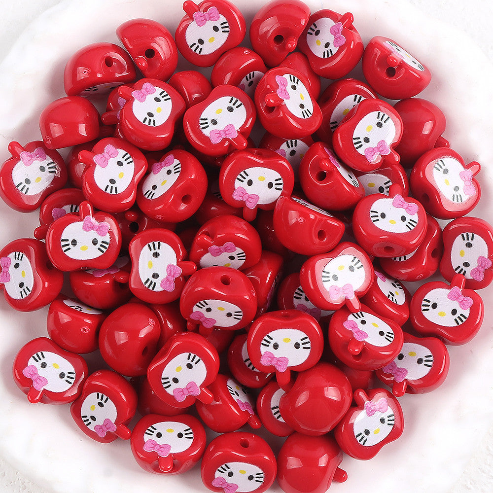 Wholesale 5pcs Handmade DIY Acrylic Beads Cute Bear Apple Five-Pointed Star