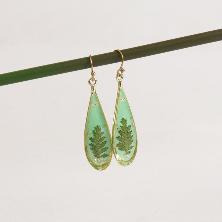 Wholesale 6pcs Plant Specimen Resin Colorful Dried Flower Earrings