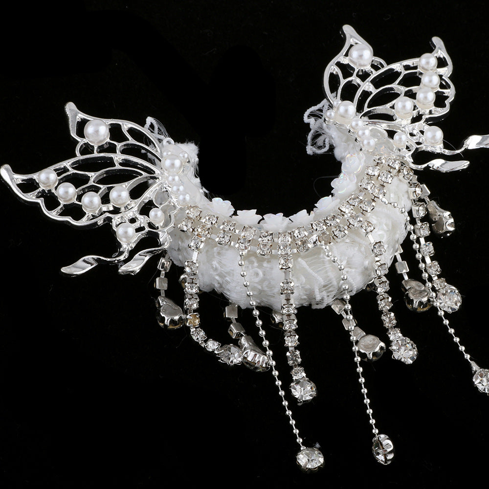 Wholesale Mengli Heavy Industries — Large " Moon Boat"  Design: Tasseled,  Openwork Wing-Shaped Straight-Hole Beads — DIY Accessories for Pens,  Keychains,  and Bag Chains ( Polymer Clay)