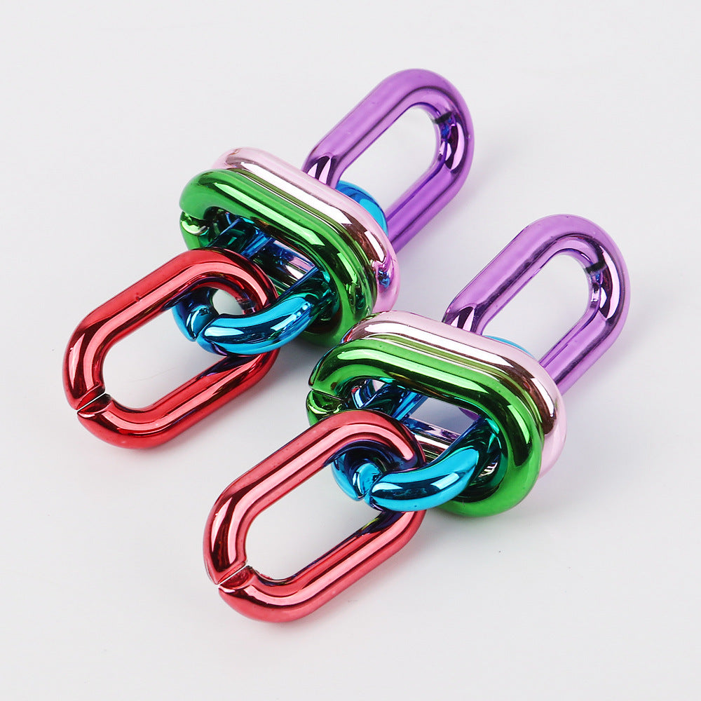 Wholesale Geometric Chain UV Electroplating Color Gas Earrings