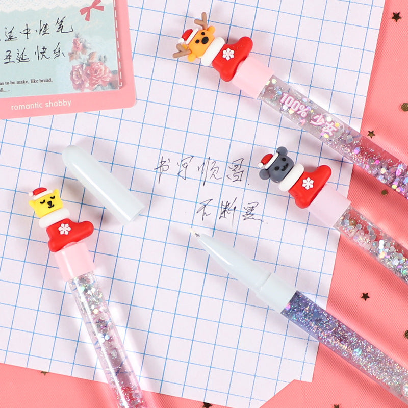 Wholesale Christmas Small Animal Quicksand Plastic Gel Pen