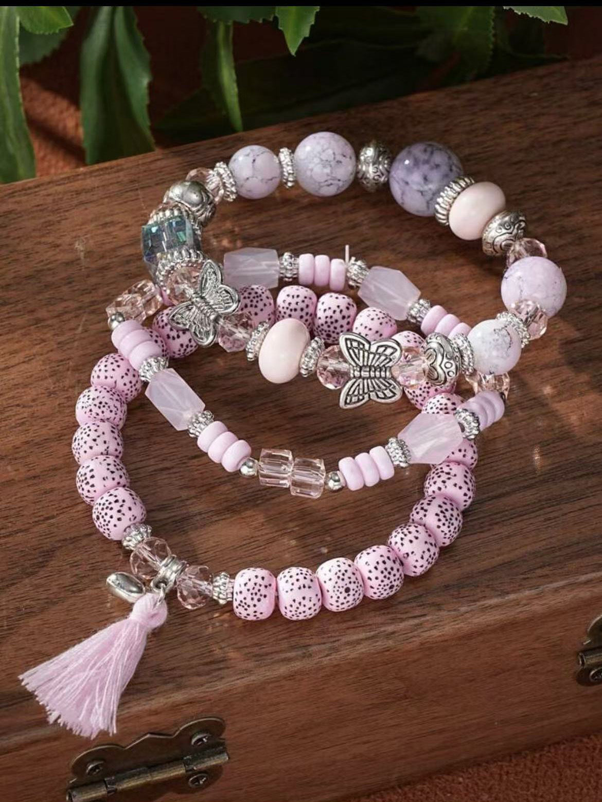 Wholesale Bohemian Imitation Agate Tassel Colorful Butterfly Four-Pack