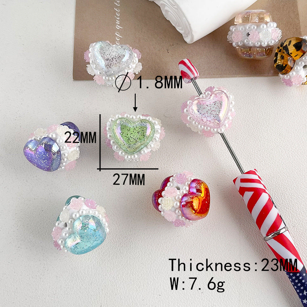 Wholesale 20pcs Double-sided Heart-shaped Acrylic  Beads
