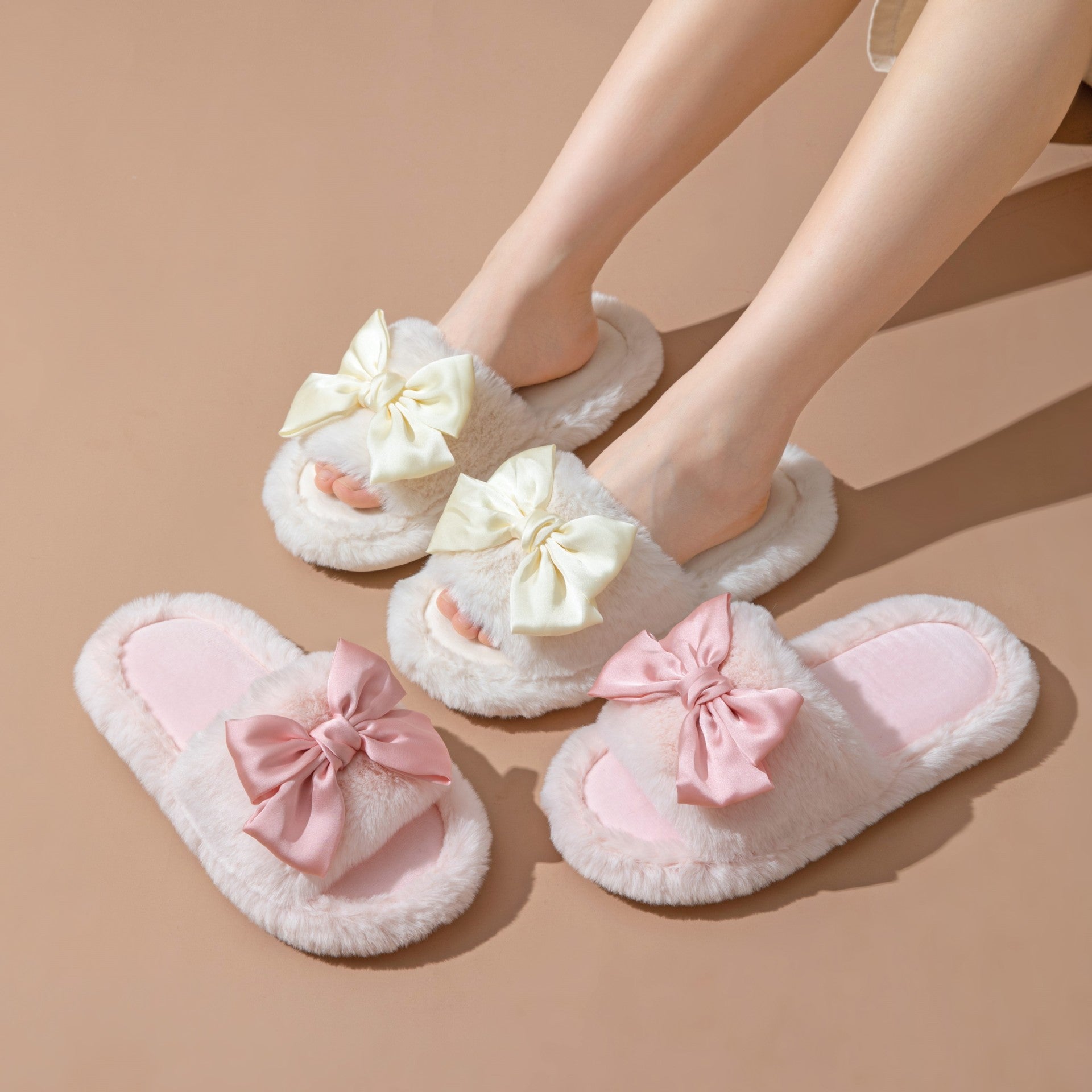 Wholesale 20pcs Open Cotton Home Girl Plush Indoor Slippers