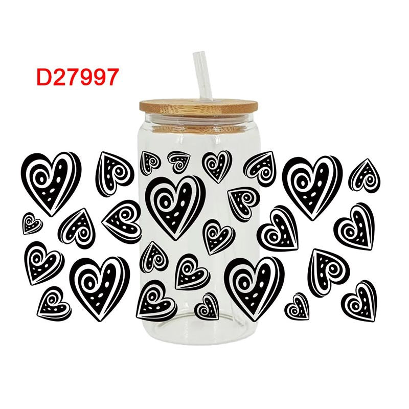 Wholesale Love Bear Cartoon Letter Valentine's Day 16oz Cup UV DTF Wraps