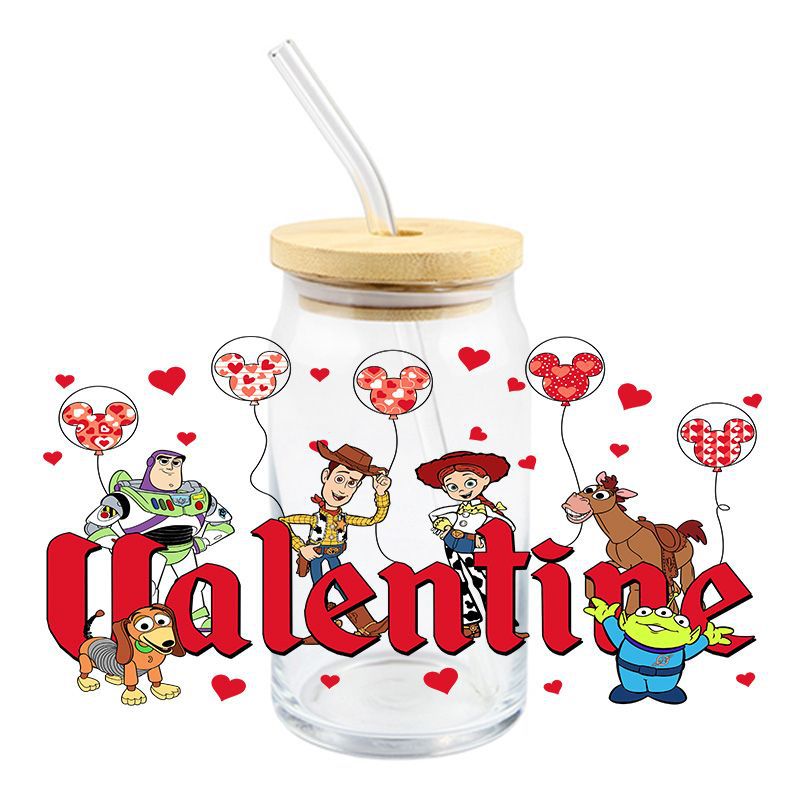 Wholesale 5pcs Cartoon Valentine' s Day  16oz Cup UV DTF Wraps OLY Exclusive