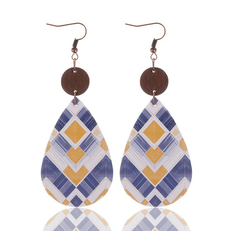 Wholesale Cactus-patterned leather earrings