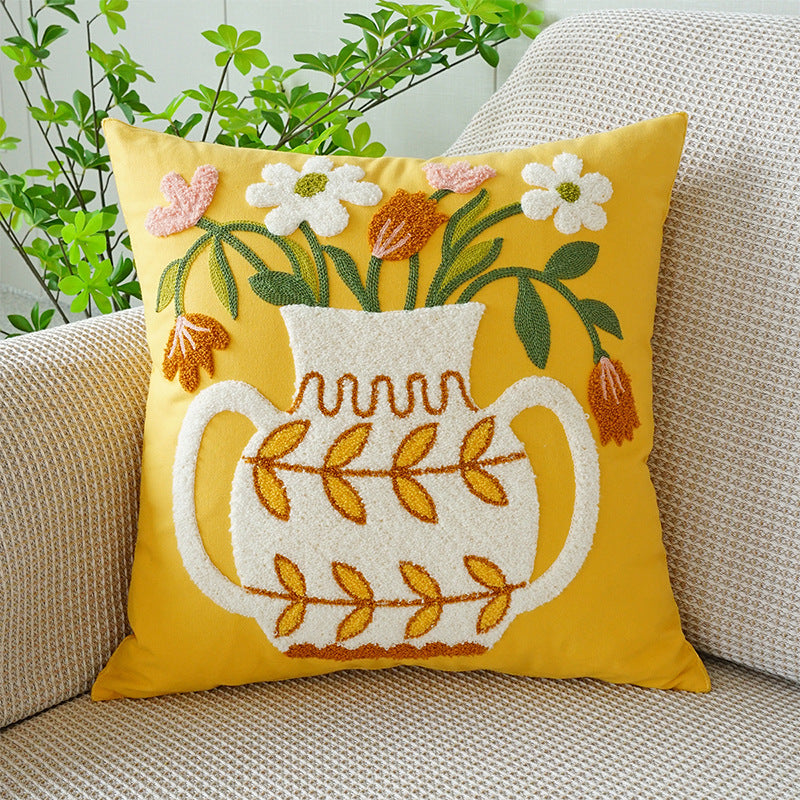 Wholesale Canvas Embroidered Floral Pillowcases