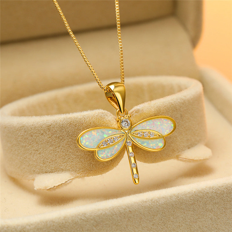 Wholesale vins cold style gold dragonfly necklace