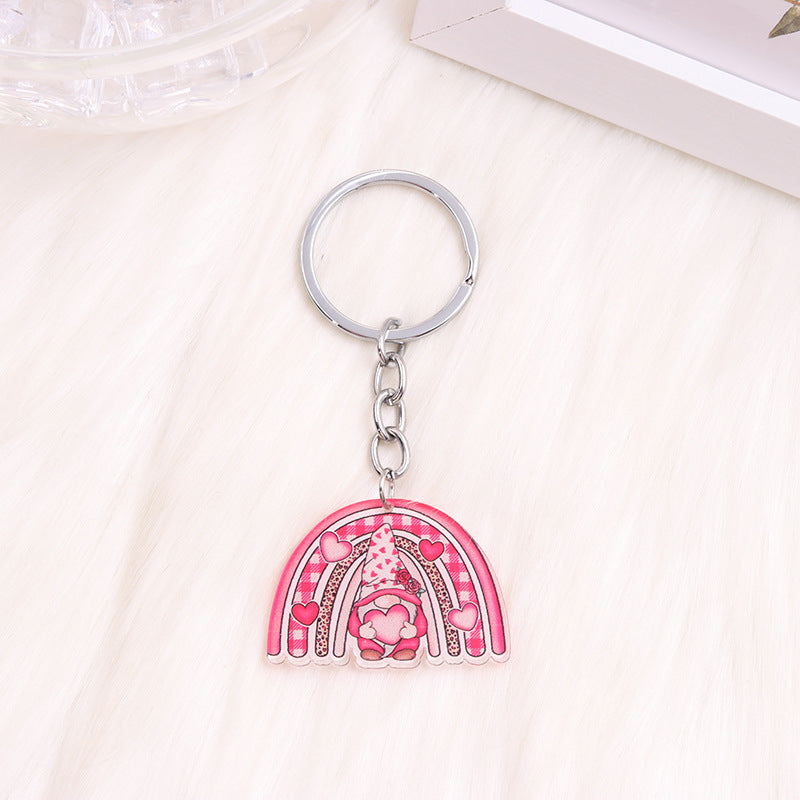 Wholesale Valentine's Day Love Dwarf Flamingo Rainbow Acrylic Keychain