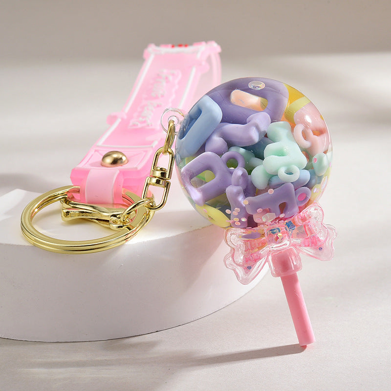 Wholesale Acrylic Quicksand Lollipop Keychain