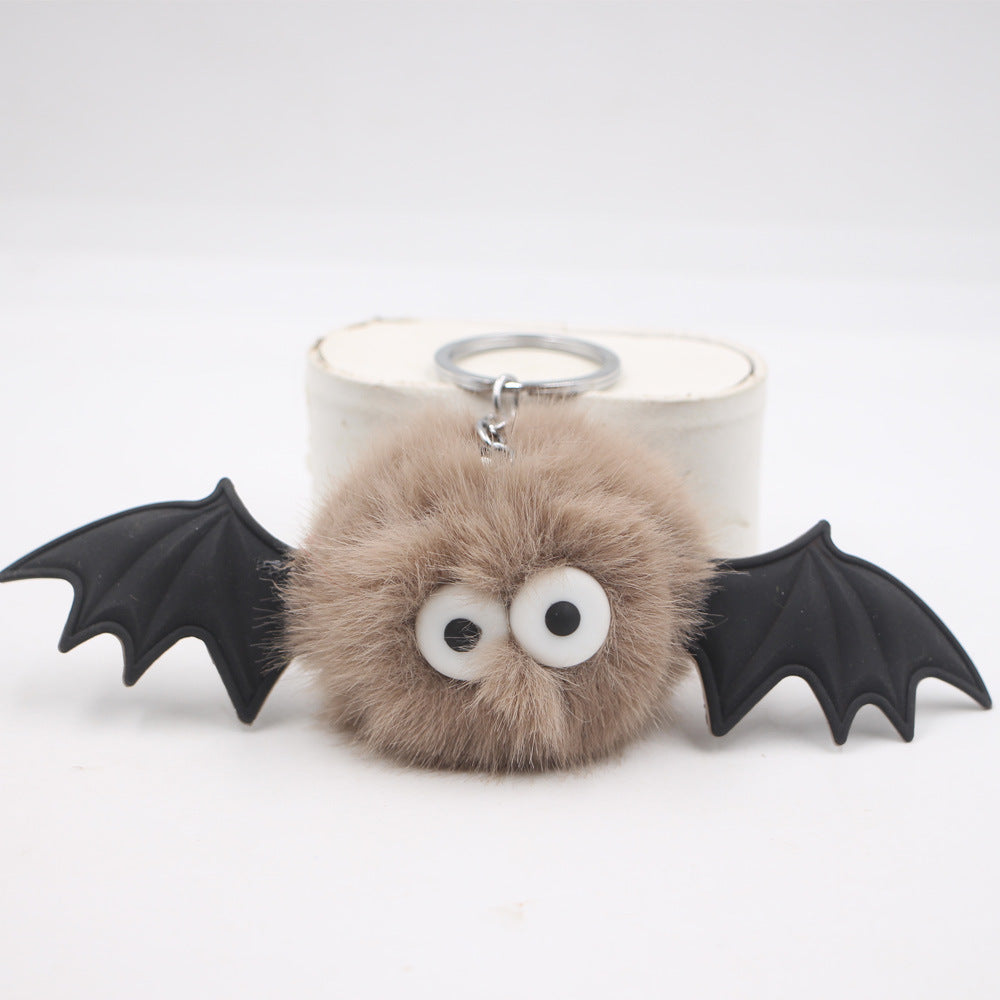 Wholesale Stylish  Black Bat Keychain Pendant Cute Plush Devil Design With Wings Zinc Alloy Hardware Bag Charm And Car Accessory