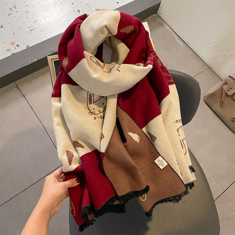 Wholesale Autumn and Winter Cute Cartoon Cat Imitation Cashmere Scarf