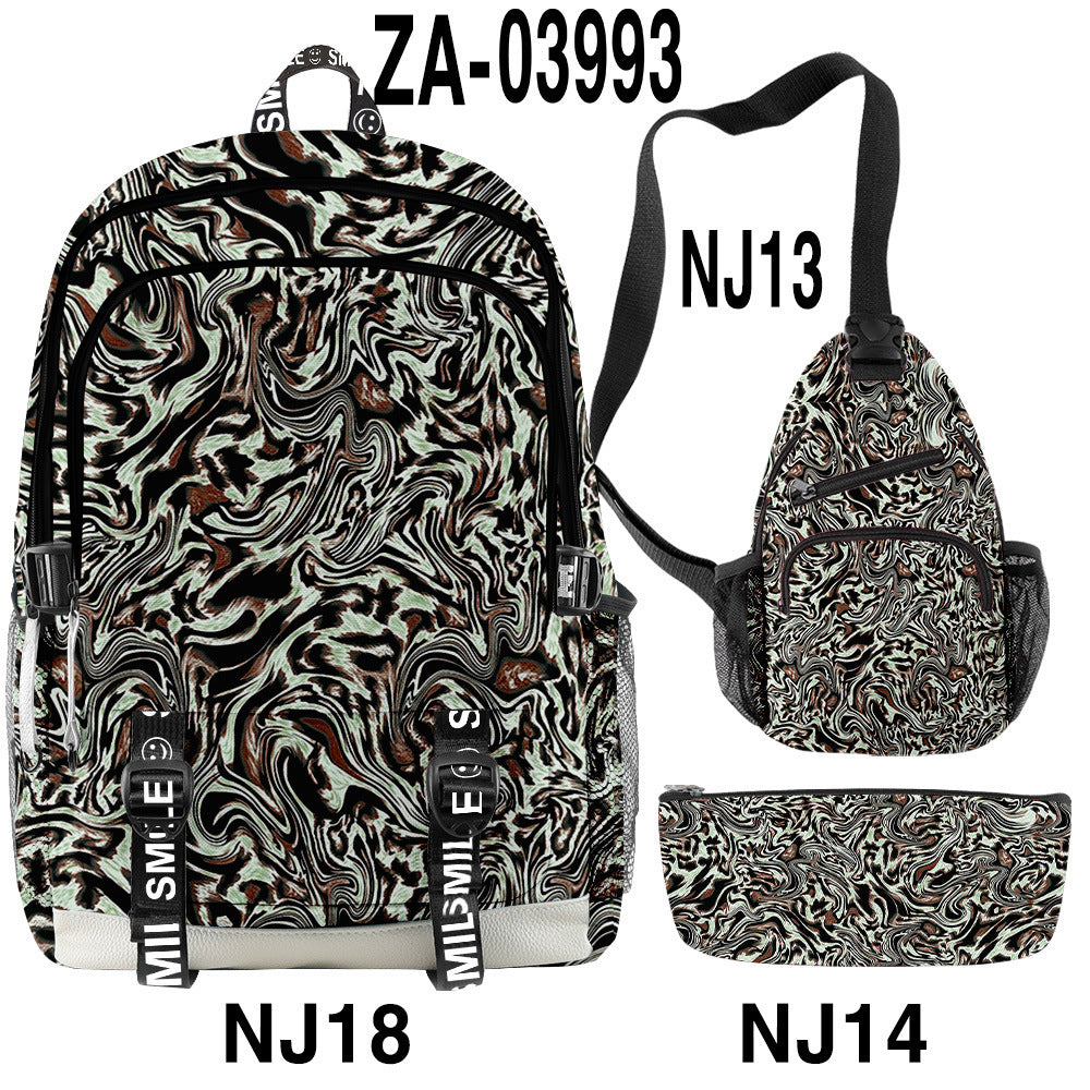Wholesale Polyester Leopard Backpack Three-piece Set