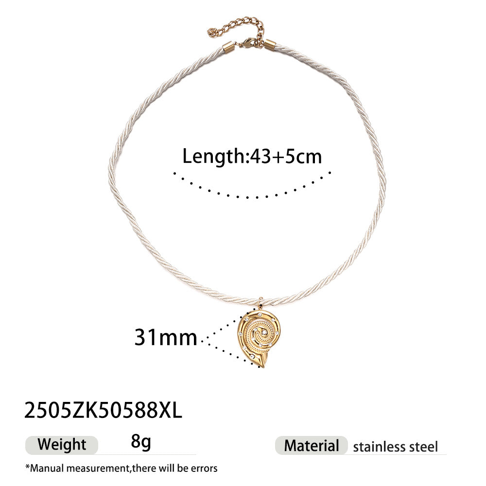 Wholesale Taina European and American Stainless Steel Necklace Women' s Niche Design Colorfulful Rope Braided Shell Starfish Shell Necklace Trendy